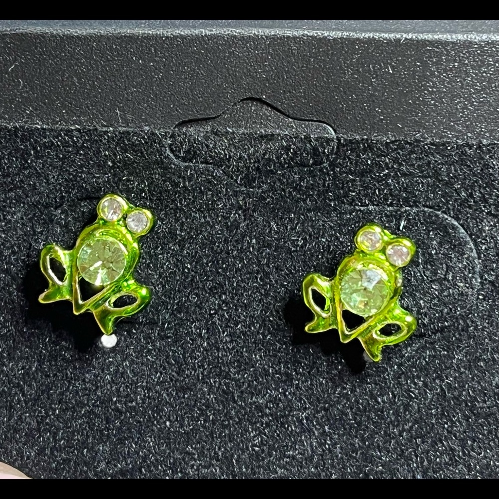 Crystal Frog Stud Earrings